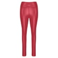 thumbnail image 5 of Tuphregyow Solid Matte PC Leather Women's Open Crotch Pants - Slim Flare Long Leggings - Summer Stretchy Casual Elastic Lightweight Regular Fit Red XL, 5 of 5