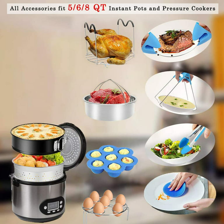  Pressure Cooker Accessories Compatible with Instant Pot 6 Qt -  Steamer Basket, Silicone Sealing Rings, Springform Pan, Glass Lid, Egg  Bites Mold, Egg Steamer Rack and More: Home & Kitchen