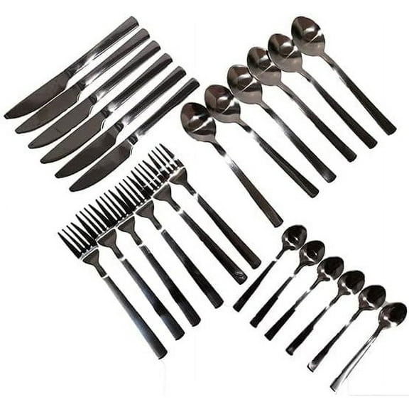 Stainless Steel Flatware Set Includes 6-pcs Spoon fork Knife & Mini Spoons - Stainless Steel Kitchen 24-pcs Utensils in A Presentation Box