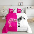 thumbnail image 2 of Homewish Teenagers Animal Zebra Bedding Comforter Set 2pcs,Abstract Geometric Stripes Twin Comforter Sets Microfiber,Black Pink White Breathable Bedding Set,Ultra Soft Home Decor,Reversible, 2 of 8