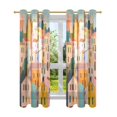thumbnail image 7 of Yayeee Window Curtains Set of 2 for Living Room Light Filtering 63"x52", Orange Cityscape Painting, 7 of 7
