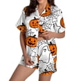 thumbnail image 4 of CQXIDFH Halloween Button Down Pajamas for Women Spooky Ghost Pumpkin Black Cat Print Short Sleeve Pj Set Soft Holiday Sleepwear Cute Two Piece Nightwear, 4 of 6