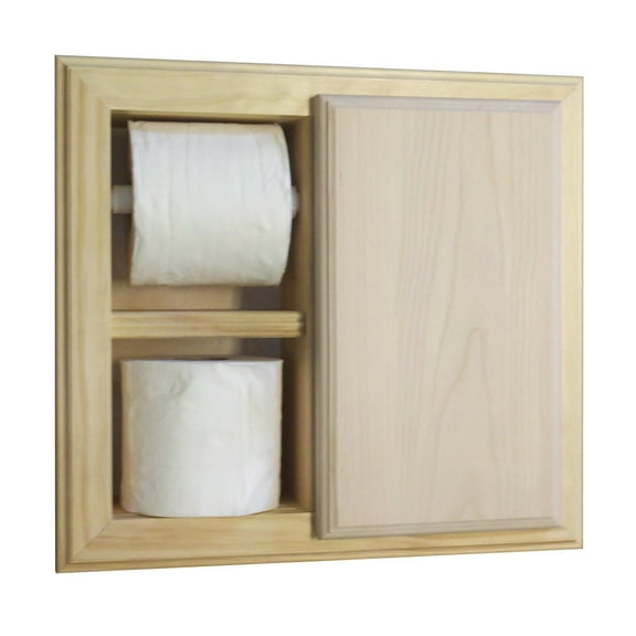 Hestia Unfinished Solid Wood Recessed Toilet Paper Holder with Storage Cubby 14"w x 12.75"h