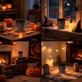 thumbnail image 6 of Yhmxh Halloween White Frosted Glass Votive Candle Holder, Jack-O'-Lantern & Bat Design Tealight Cup, Spooky Cute Halloween Decor for Table Centerpieces, Fireplace, Party, and Fall Home Decor, 6 of 6