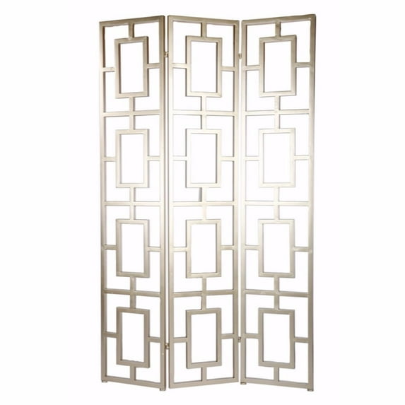 Trellis Style Lustrous 3-Panel Screen, Gold