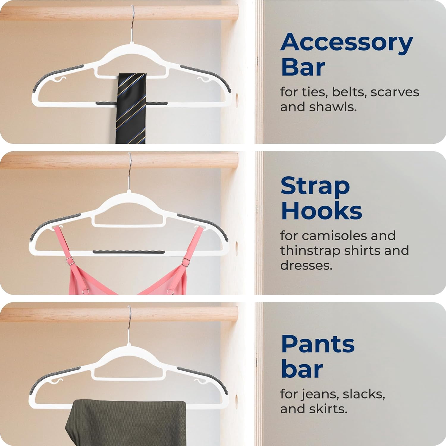 30 Pcs. Non-Slip Plastic Clothes Hanger - Durable and Space-Saving Closet Organizers (White)