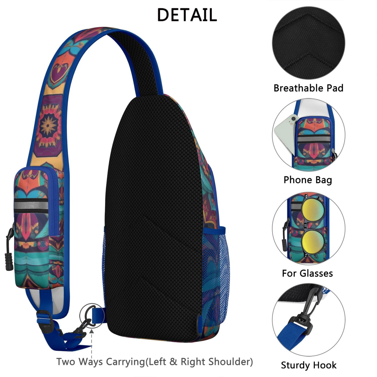 Travel Sling Bag Mandala Hiking Sling Backpack Backpack Purse for Men Women