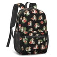 thumbnail image 2 of Beagle and Floral Black Pattern 17" Waterproof Oxford School Backpacks for Teens, S-Shape Padded Straps, for School, Travel, Hiking, Camping, 2 of 5