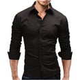 thumbnail image 3 of Men's Slim-fit Long-sleeved Solid Color Simple Formal Shirt, 3 of 9