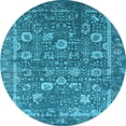 thumbnail image 1 of Ahgly Company Indoor Round Oriental Light Blue Industrial Area Rugs, 3' Round, 1 of 4