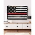 thumbnail image 5 of Red American Flag Outdoor TV Cover 52 to 55 Inch Weatherproof, Black White Stripe US Flag Retro Wooden 600D Oxford TV Covers with Waterproof Zipper, Outside Flat TV Screen Protector 52"Wx19"Hx4.5"D, 5 of 7