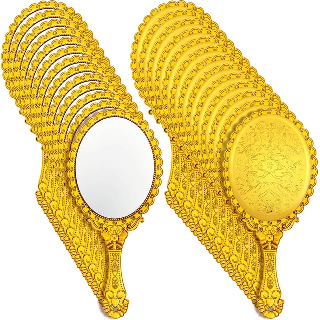Espejo de mano Quinclay Vintage, 48 unidades, plástico con estampado dorado