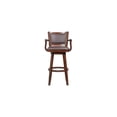 thumbnail image 6 of Faux Leather Barstool with Wooden Arms - Dark Brown Swivel Stool, 6 of 12