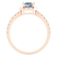 thumbnail image 4 of 0.89 ctw with Simulated Diamond Halo Accents Anniversary Ring for Women | Princess Cut Blue Moissanite | Hyperallergenic Solid 18K Rose Gold, 4 of 5