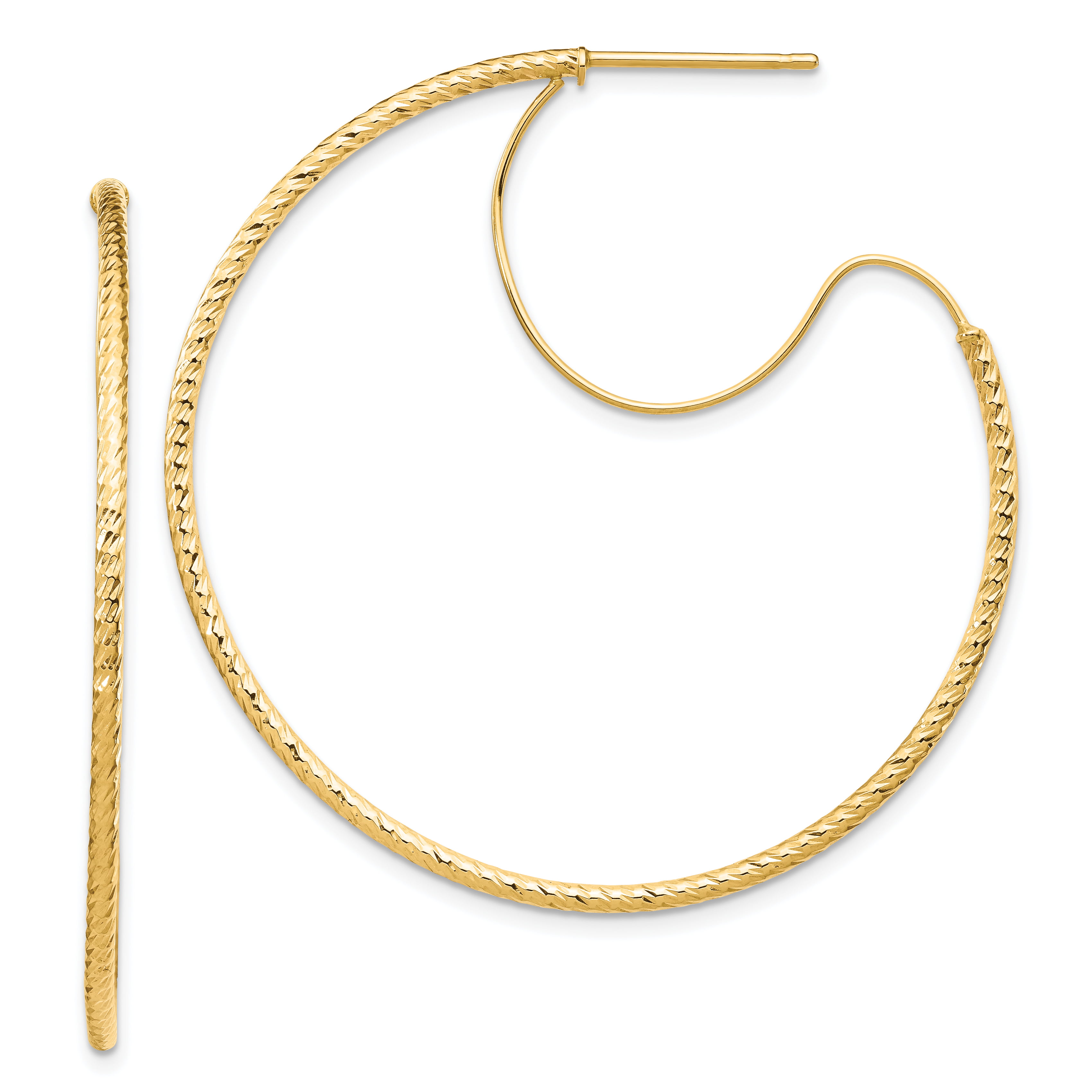 FB Jewels 14K Yellow Gold Fancy Hollow Hoop Womens Earrings 22MM X 14MM