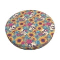 thumbnail image 1 of Easygdp colorful Skull sunflower Print Easy To Install Bar Stool Covers&Stool Covers Round&Elastic Stool Cover, Barstool Covers,Washable&Bottom With Elastic Edge-13 inch, 1 of 7