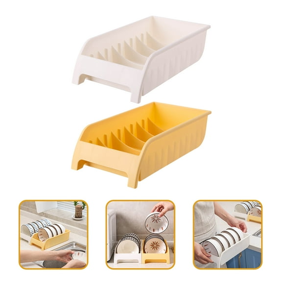 Tineasur Small Plastic Bowl Dish Drying Rack Holder for Kitchen Countertop Drain Organizer