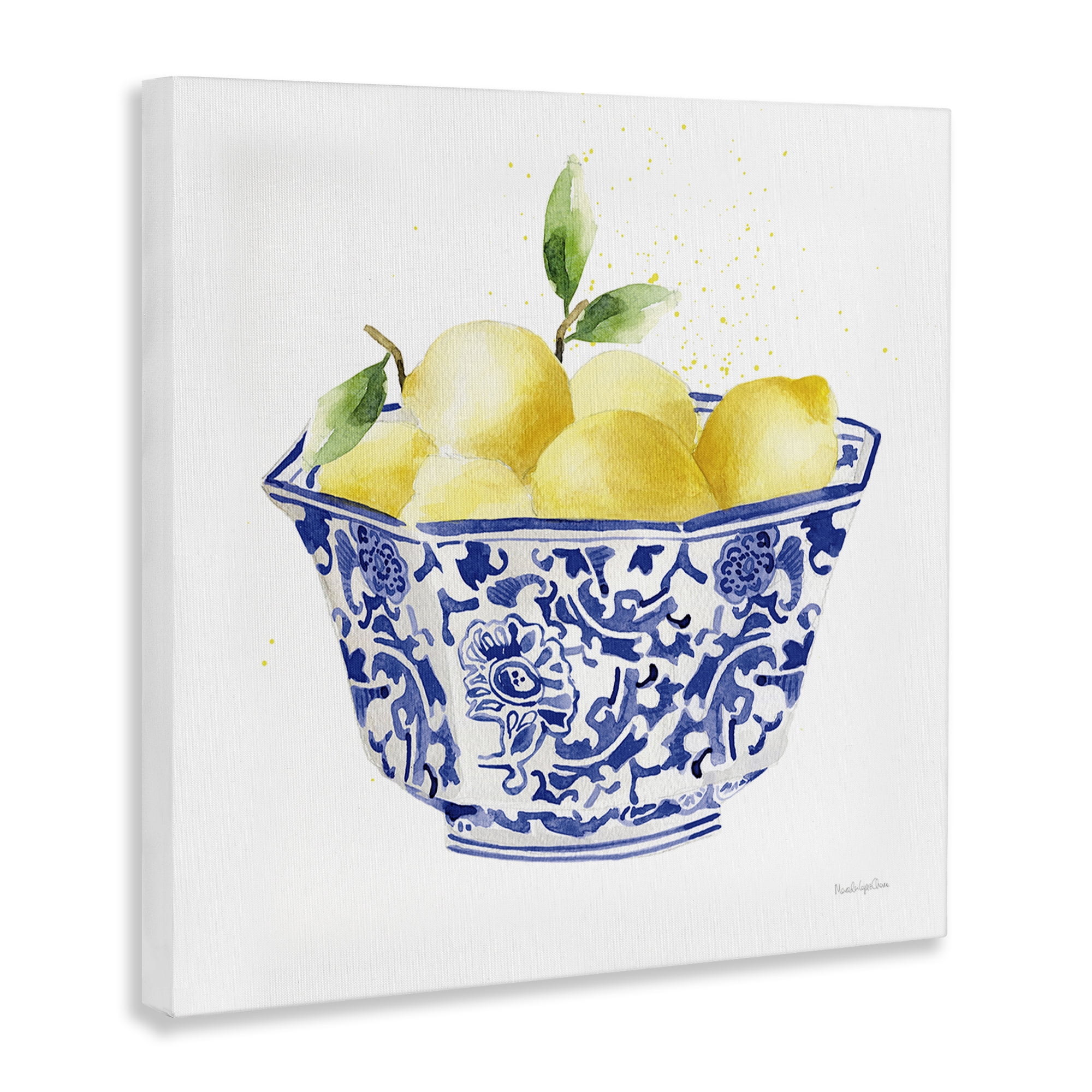 Stupell Industries Elegant Bowl of Lemons Food & Beverage Painting Wrapped Canvas Art Print Wall Art, 17 x 17