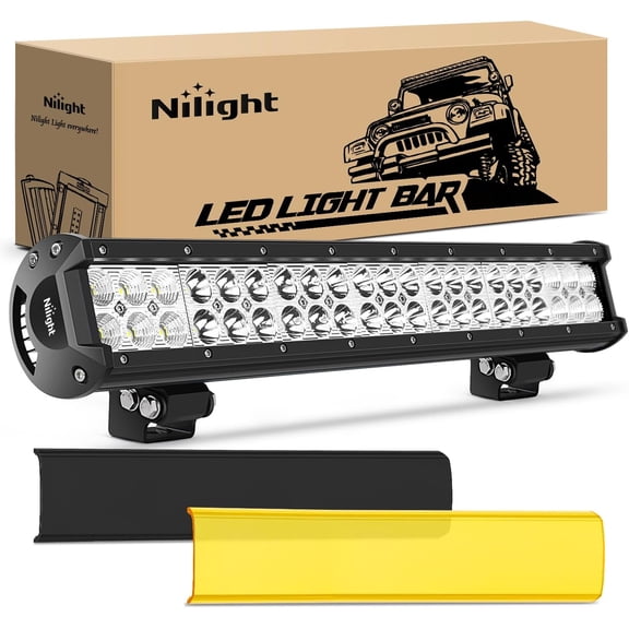 Nilight LED Light Bar with Yellow Black Covers 20Inch 126W Spot Flood Combo Off Road Light Super Bright Driving Fog Boat Lighting for Trucks Pickup Golf Cart SUV ATV UTV 4x4 Van Camper