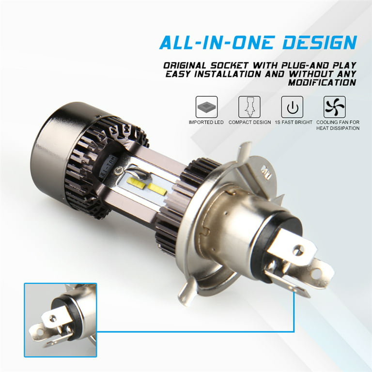Snuble Caius sædvanligt 12V/24V Motorcycle H4 LED Headlight Bulb 30W 3200LM 6000K EMC LED CHIP  Universal - Walmart.com