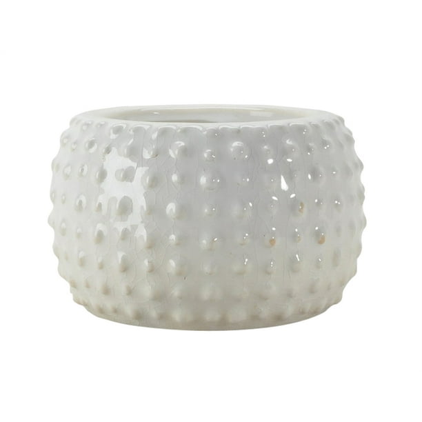 White Ceramic Vintage-Style Hobnail Textured Planter - Walmart.com