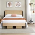 thumbnail image 1 of Eastvita Natural Full Size Boho Platform Bed Frame with Rattan Headboard/Wood Footboard - Under Bed Storage/No Box Spring Needed/Noise-Free Design, 1 of 6
