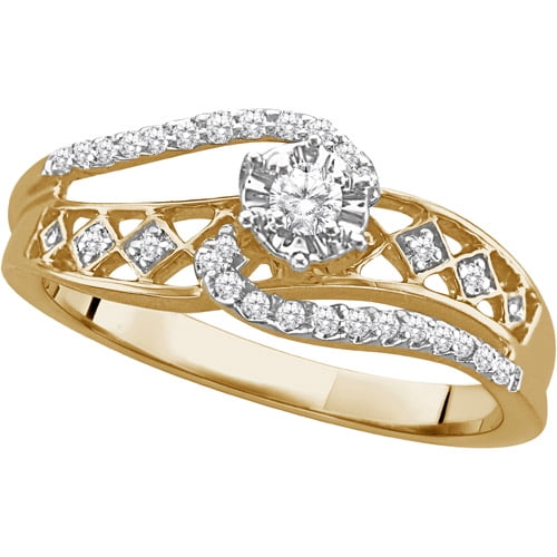 18k Yg Over 925, 1/5ctw Promise Ring