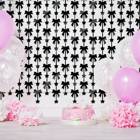 6 Pcs Exquisite Bow Fringe Curtain 39.4 x 78.7 in Easy to Install Bow Tinsel Backdrop Versatile Party Decoration for Home Classroom School Bar