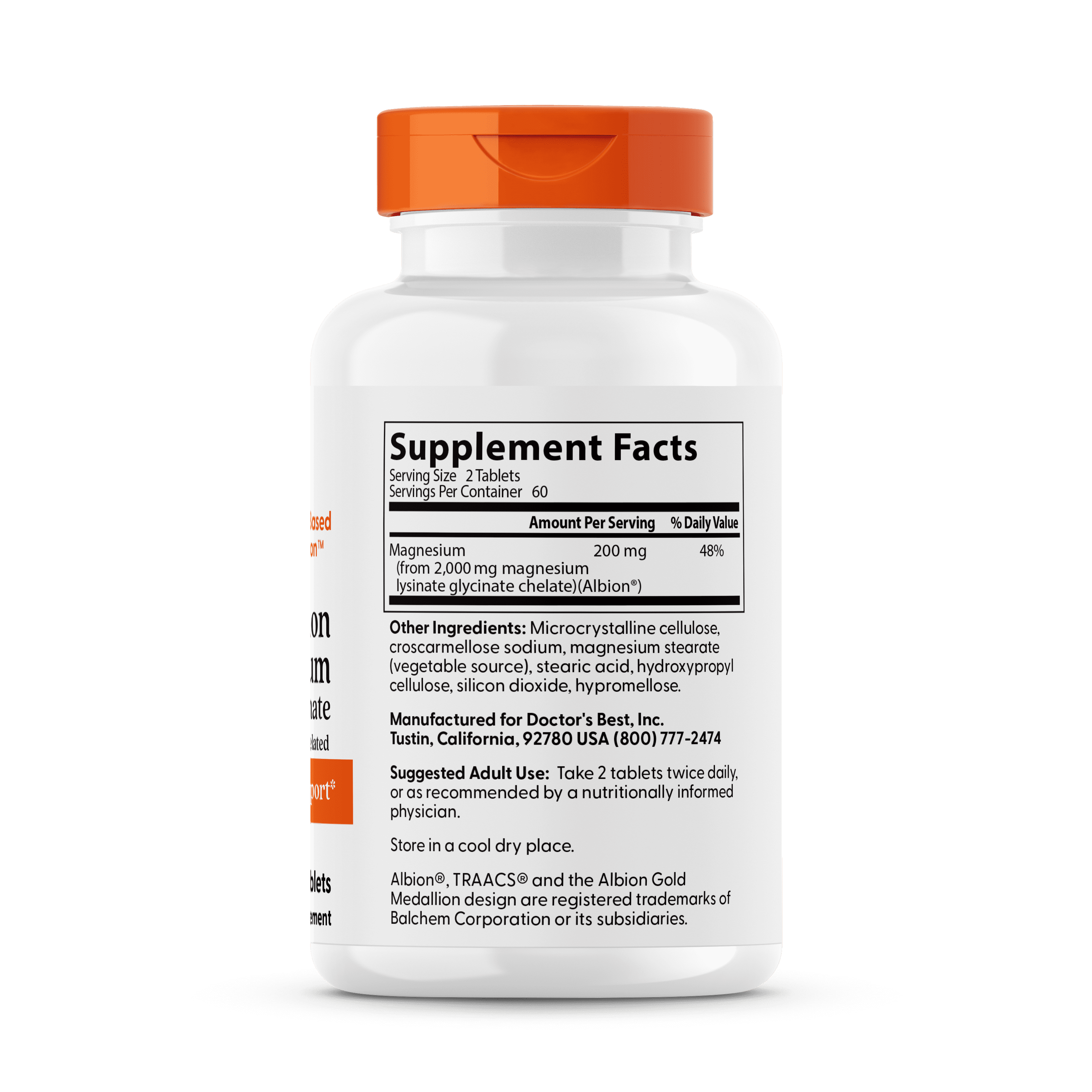 Doctor's Best High Absorption Magnesium 100 mg, 120 Tablets