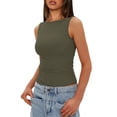 thumbnail image 6 of Womens Boat Neck Tank Tops Sleeveless Slim Fit Shirts Summer Going Out Y2K Fashion Clothes Army Green XL, 6 of 8