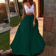 thumbnail image 2 of Moda mujer Primavera Verano cinturón botón cremallera cintura alta sólido Retro falda mujer plisado Wmkox8yi FGJ2632, 2 of 8