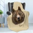 thumbnail image 4 of Bear Soft Flannel Fleece Blanket, Big Bear of North America and Eurasia Realistic Strong Wildlife Beast Zoo Animal, Cozy Plush for Indoor and Outdoor Use, 50" x 60", Brown Sand Brown, by Ambesonne, 4 of 5