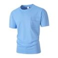 thumbnail image 5 of Men's T-Shirt Pocket Short Sleeve Shirts Running Athletic Workout Active Sun Protection Quick Dry Big and Tall Size S-3XL Sky Blue, 5 of 8