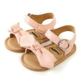 thumbnail image 5 of Aayomet Toddler Colour Kids Sandals Barefoot The 018M Bowknot First Non-Slip Walkers Girl Floor Soild Sandals for Baby Girls,Pink 0 Months, 5 of 5