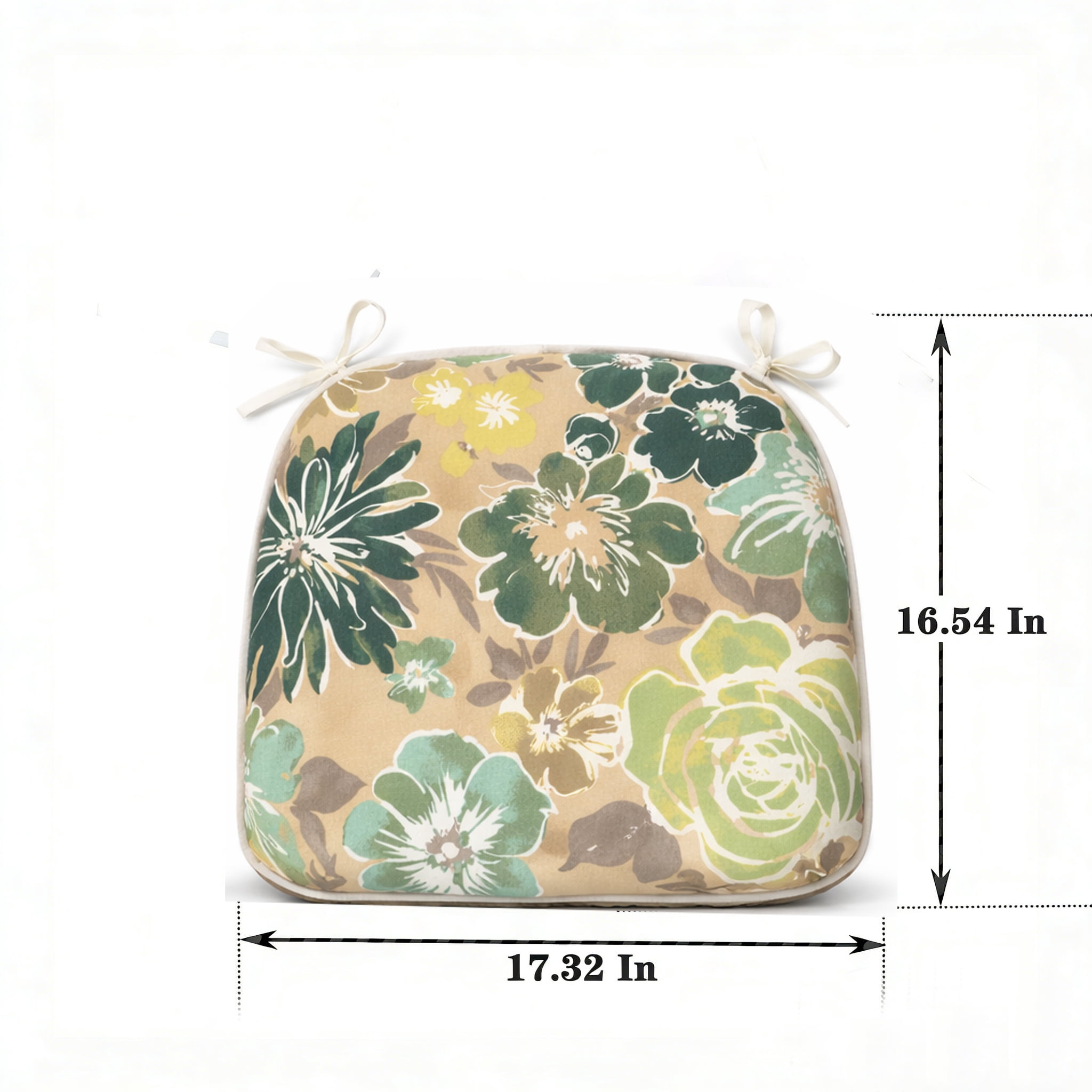 Outdoor Patio Chair Cushions Set of 4, Water-Repellent U-Shape Thick Foam Seat Cushions with Ties, 17"x16"x2" All-Weather Cushions for Garden Patio & Dining Chairs, Green Leaf