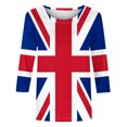 thumbnail image 4 of FAIWAD Femmes 3/4 Manches Blouses Casual Col Rond Imprimés Graphiques Tops Branchés Festival Pull Tops, 4 of 5