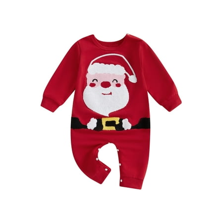 

Niceyoeuk Toddler Baby Christmas Romper Casual Santa Claus Pattern Jumpsuit