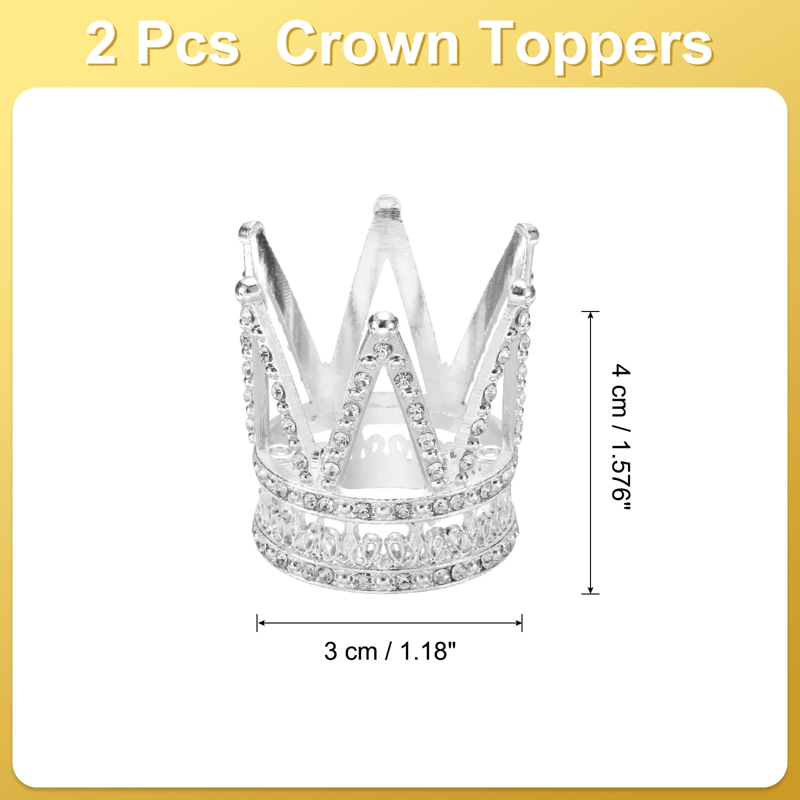 Unique Bargains Mini Crown Cake Toppers, Alloy Queen Tiara for Birthday Decor Silver