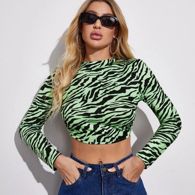 Puntoco Mujer Camiseta de manga larga con estampado de rayas Camiseta sexy sin espalda Vendaje Blusa de mujer Puntoco Puntoco-5731