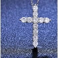 thumbnail image 4 of 3 CT Round Brilliant Cut Moissanite Cross Wedding Pendant Solid 14K White Gold Plated, 4 of 4