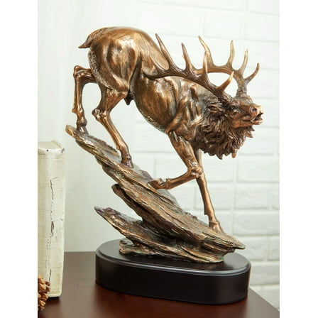 Large Bellowing Wapiti Bull Elk Deer Rustic Bronze Electroplated Finish Statue