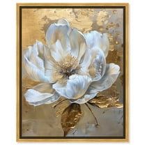 Athenas Flower Canvas Glamorous Feminine Wall Art by Art Remedy, Gold Frame, 20" x 24"