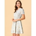 thumbnail image 2 of Vestido Con Botones Y Cuello En V Con Estampado Floral Y Volantes Para Mujer Blanco M, 2 of 6