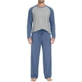 thumbnail image 5 of MINTREUS Men's Pajama Set Lightweight Sleepwear Long Sleeve Shirts and Bottoms Soft Comfy Pjs with Pockets, 5 of 6