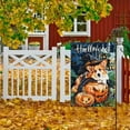 thumbnail image 2 of 1pc, Halloween Corgi Puppy Dog Witch Hat Pumpkin Ghosts Bats Castle Polyester Double Sided Garden Flag, Fall Winter Flags, Holiday Seasonal Home Wall Yard Lawn Patio Farmhouse Outdoor Decor Event Par, 2 of 6
