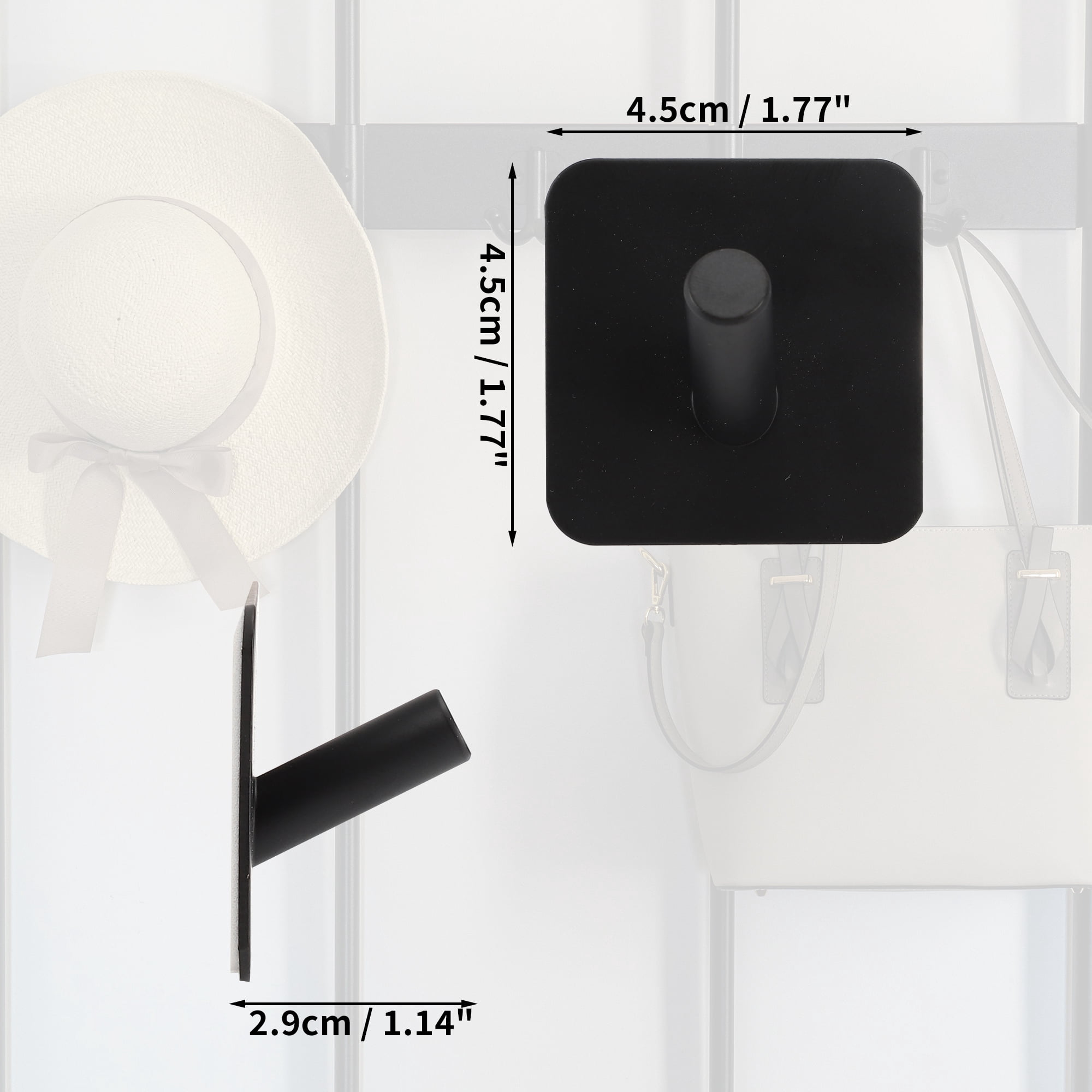 Unique Bargains 2Pcs Adhesive Hooks Wall Hooks Stick on Bathroom Kitchen Black