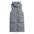 thumbnail image 5 of Gamivast Long Quilted Vest Women with Detachable Hooded Plus Size Stand Collar Sleeveless Padded Jackets Winter Trendy Zip up Coats with Pockets Warm Button Down Outerwear, 5 of 6
