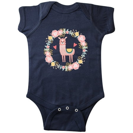 

Inktastic Llama Rose Flower Wreath Gift Baby Girl Bodysuit