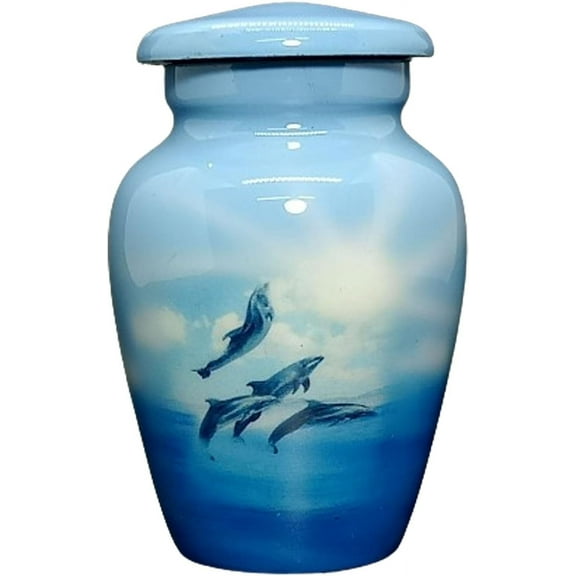 UR Keepsake Urn –Four Flying Dolphin Keepsake Cremation Urn for Human Ashes with Velvet Box & Velvet Bag-Mini Keepsake Urn - Affordable Keepsake Urn (3 cu.in)