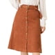 thumbnail image 2 of Allegra K Faldas midi de cintura alta para mujer Falda de pana con cinturón y botones en la parte delantera Caramelo XS, 2 of 6